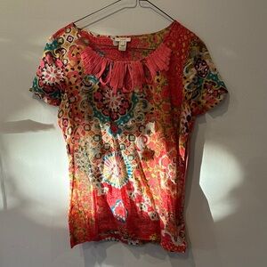 J. Crew Multicolor Floral Short Sleeve Top